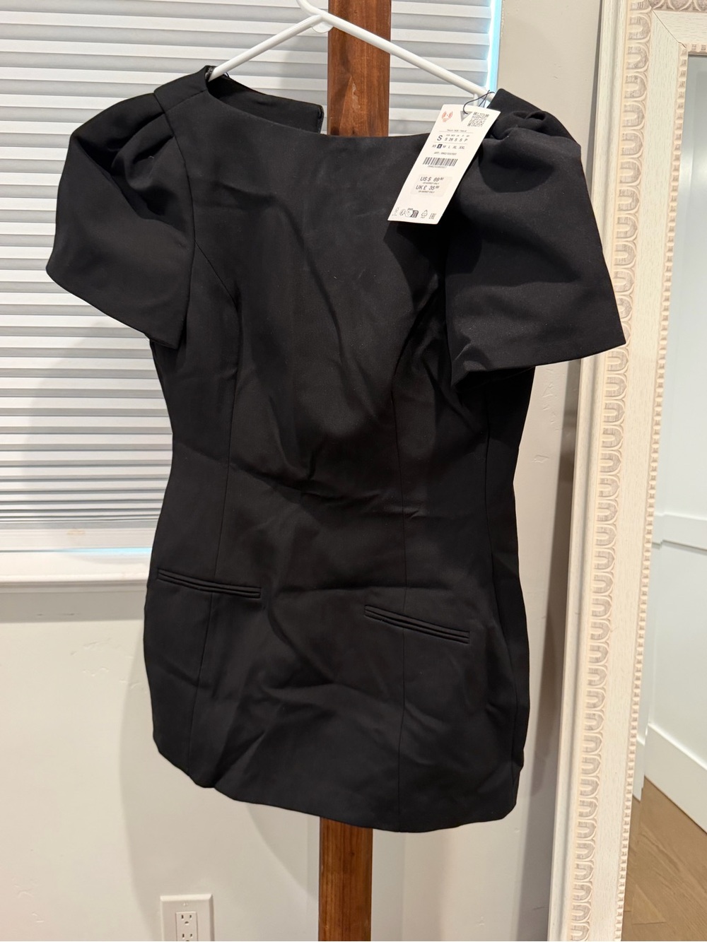 Zara Black Puff Sleeve Mini Dress
